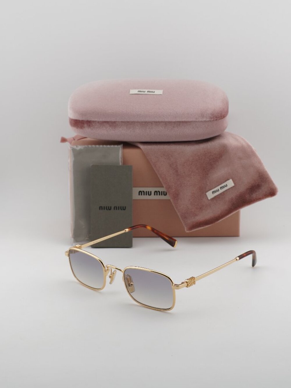 Miu Miu MUA53S 5AK04O Rectangle Sunglasses – Gold / Grey